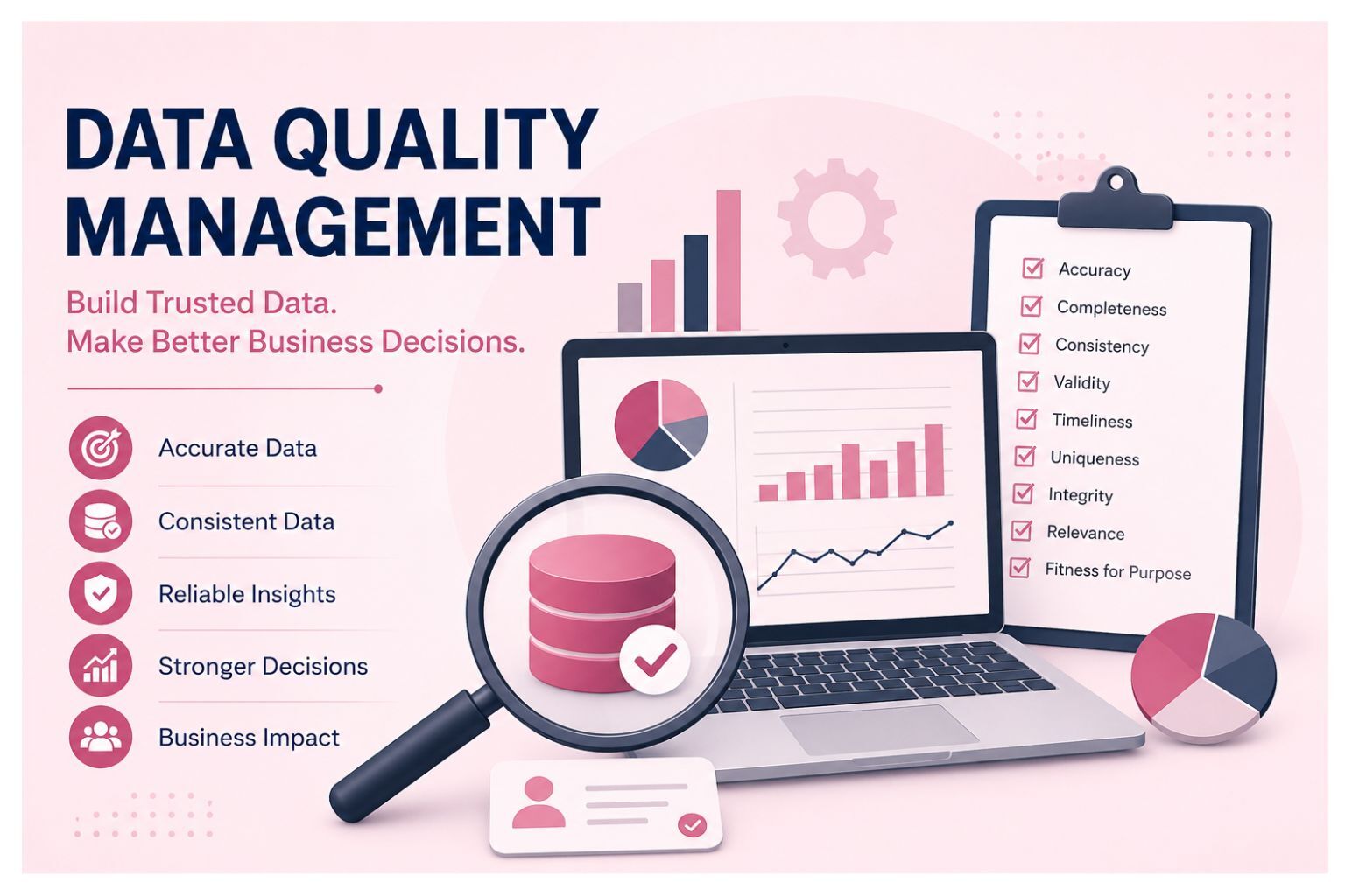 data quality management feature image showing trusted business data analytics