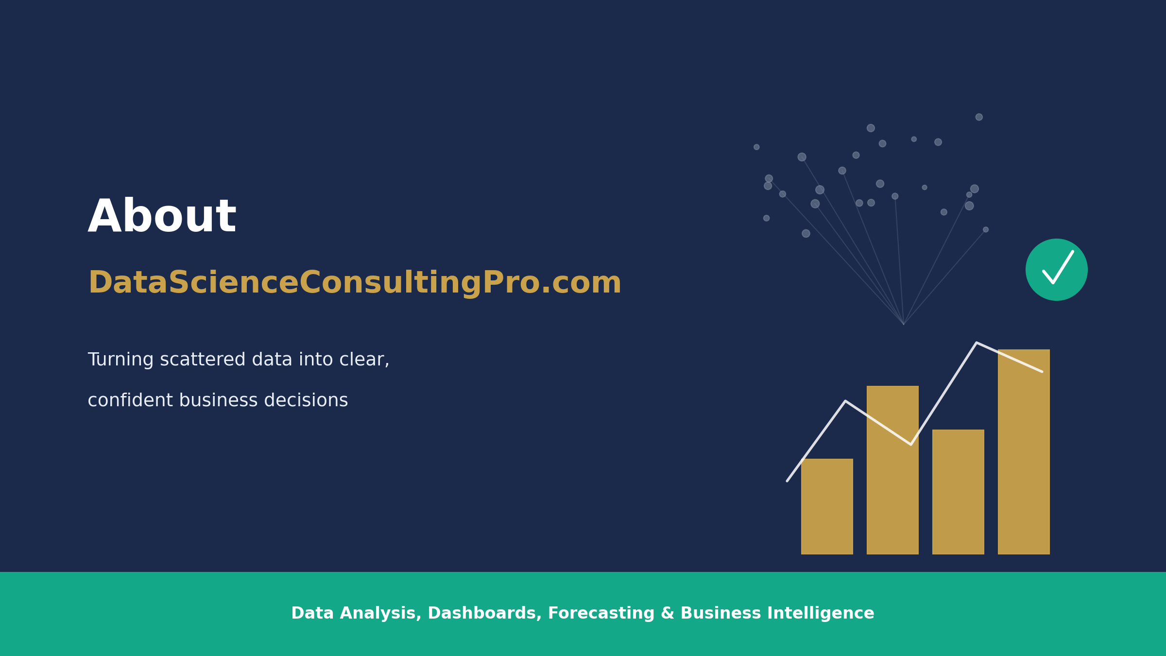 About DataScienceConsultingPro.com banner showing scattered data points converging into an organized business dashboard